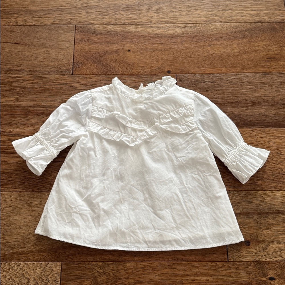 Janie and Jack White Ruffled Baby Blouse